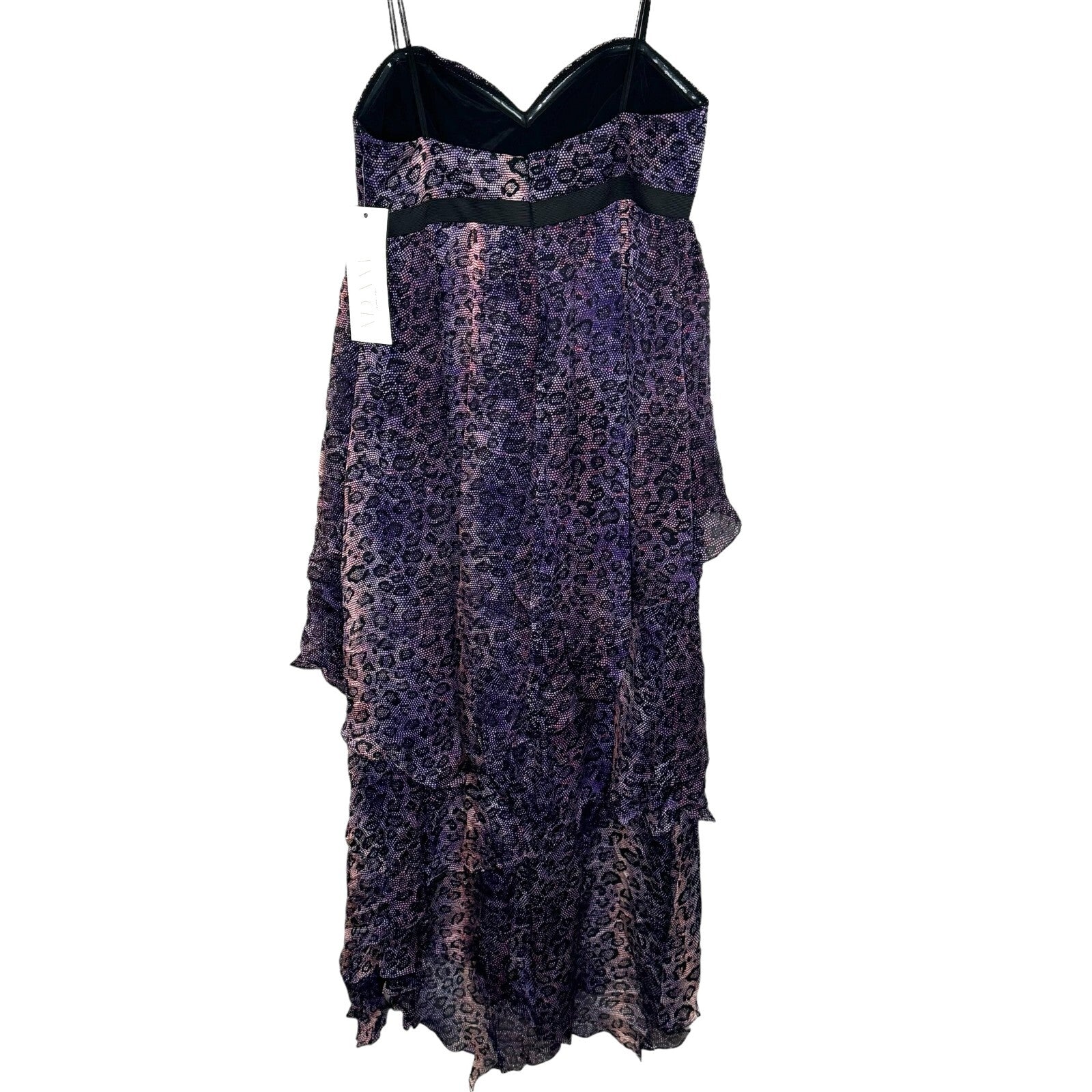 Adam Lippes Dress Size 10 NEW Silk Purple Animal Print Tiered Midi $475