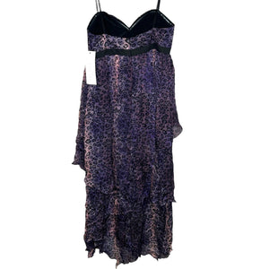 Adam Lippes Dress Size 10 NEW Silk Purple Animal Print Tiered Midi $475