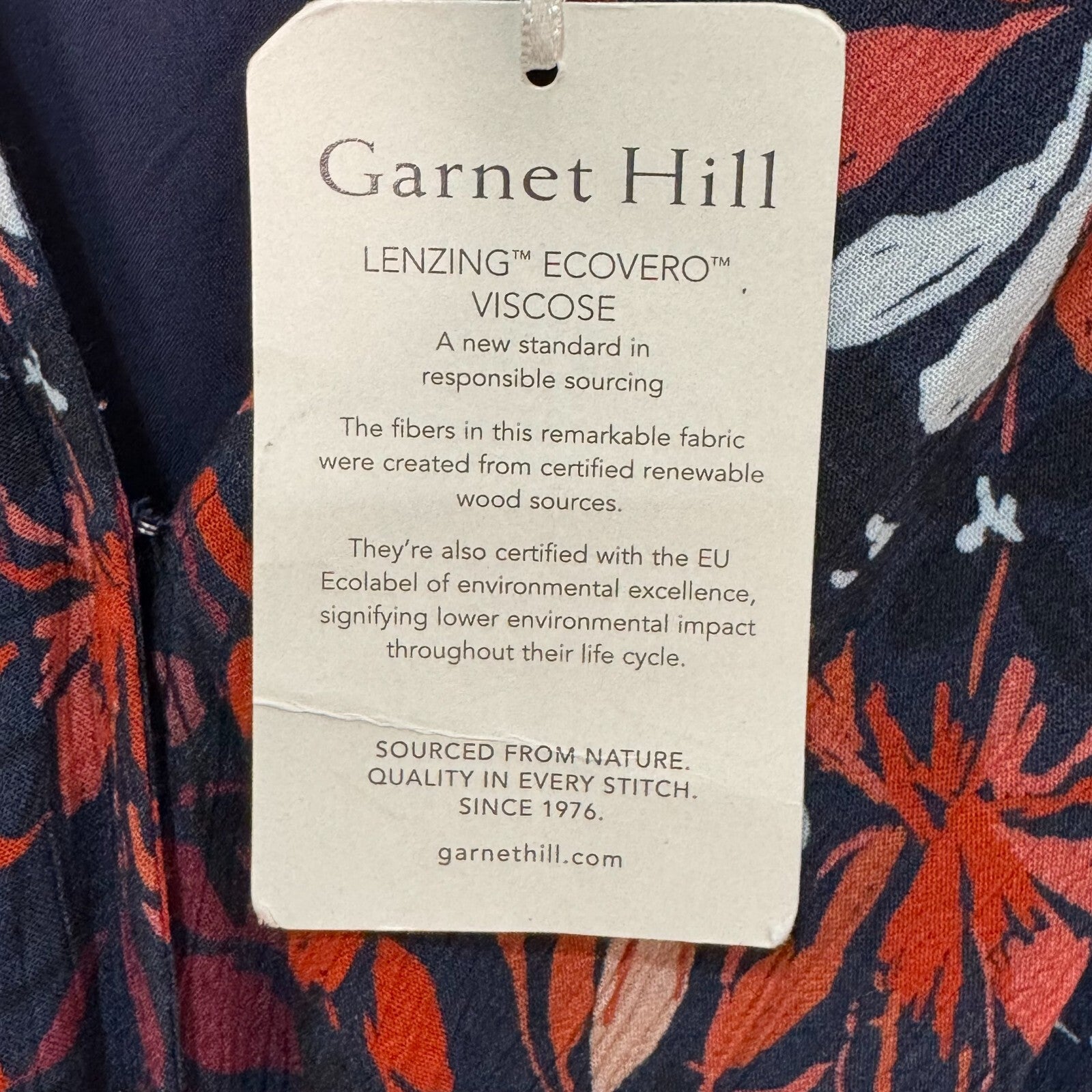 Garnet Hill Dress Size 8 Hazel Crêpe Navy Red Floral Short Sleeve Wrap