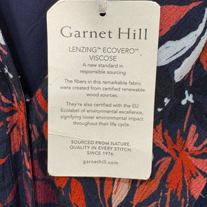 Garnet Hill Dress Size 8 Hazel Crêpe Navy Red Floral Short Sleeve Wrap