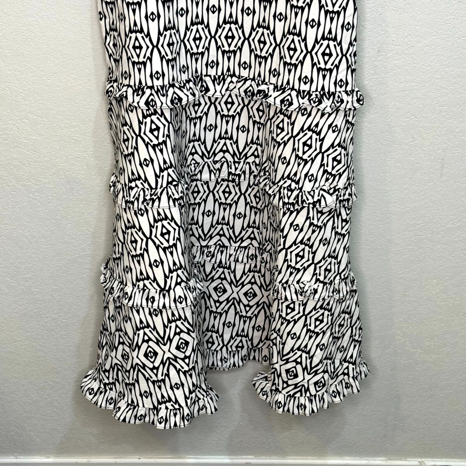 Anthropologie NEW Black & White Blythe Square Neck Tiered Dress Size Small $170