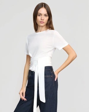 Modern Citizen Top Size Small Jude White Cropped Tie-Front