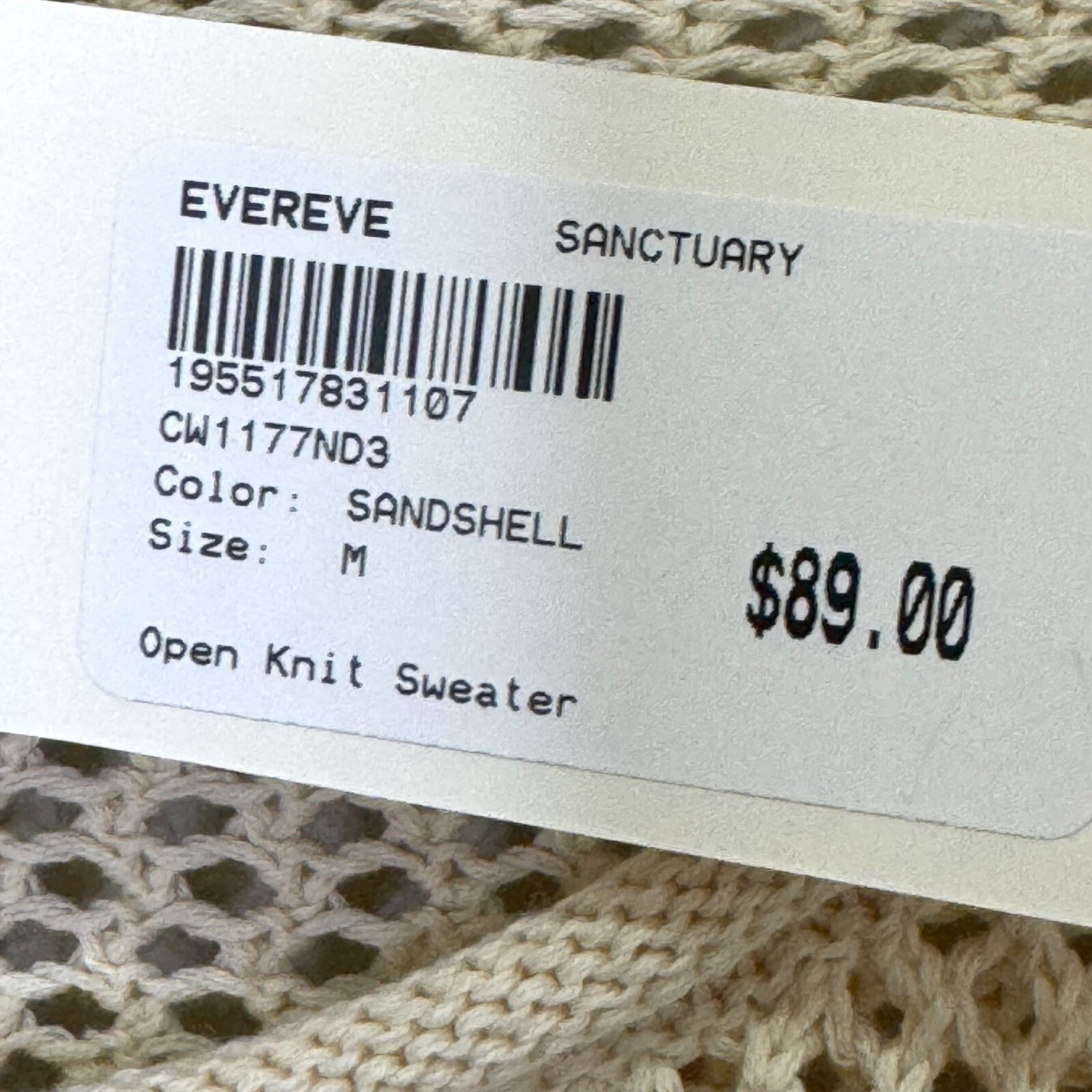Sanctuary Open Knit Sweater Size Small Sandshell Cream NEW $89