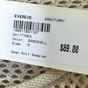 Sanctuary Open Knit Sweater Size Small Sandshell Cream NEW $89