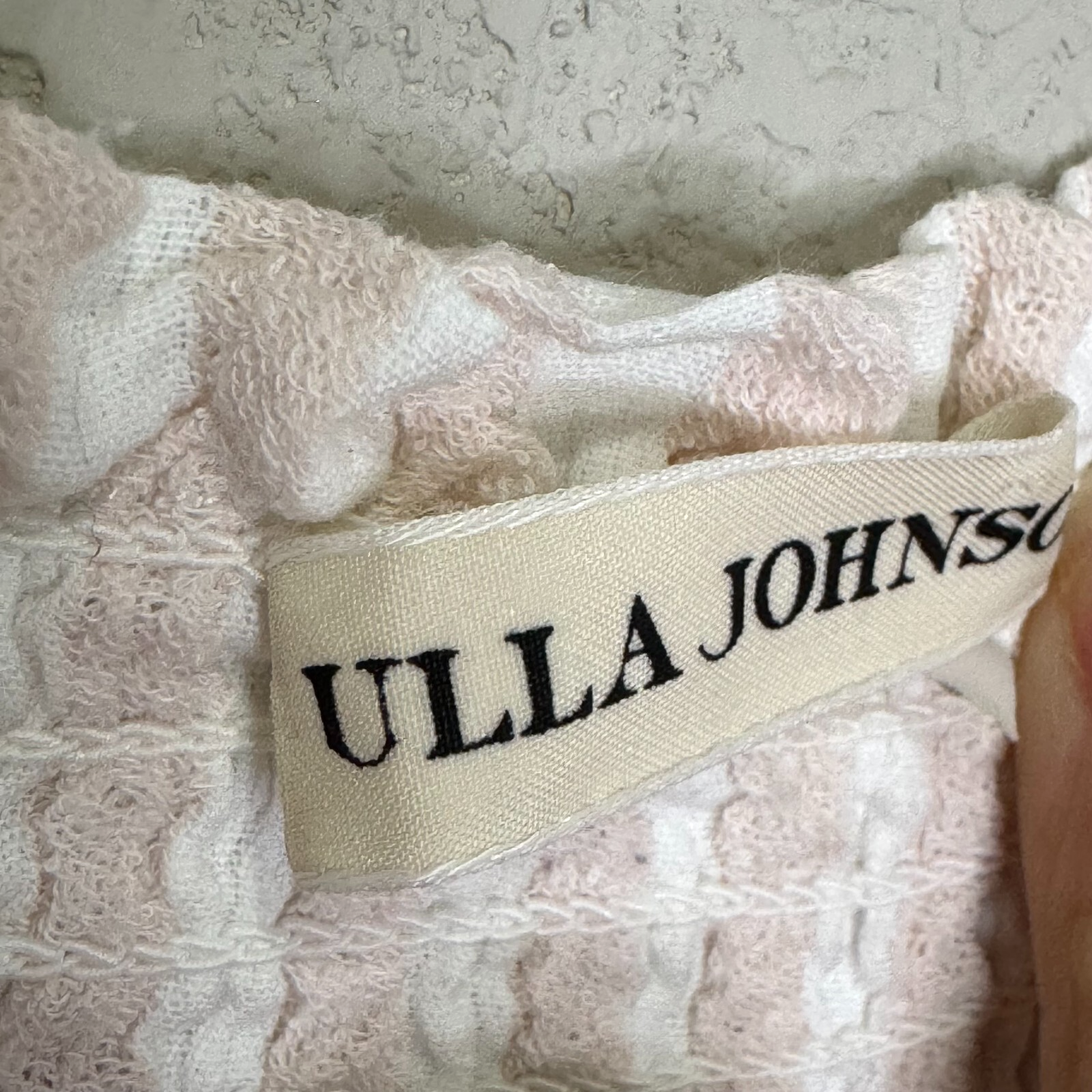 Ulla Johnson Top Size 4 Pink White Striped Smocked Off Shoulder