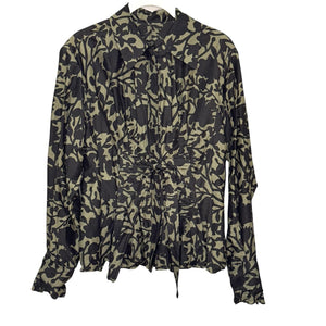 Vtg Yves Saint Laurent Shirt Size 38 Floral Print Silk Tie Waist Designer Blouse
