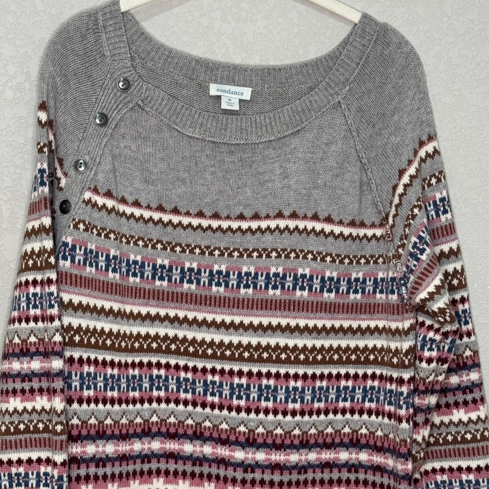 Sundance Sweater Dress Size Medium Elise Lighthouse Wool Blend Fair Isle