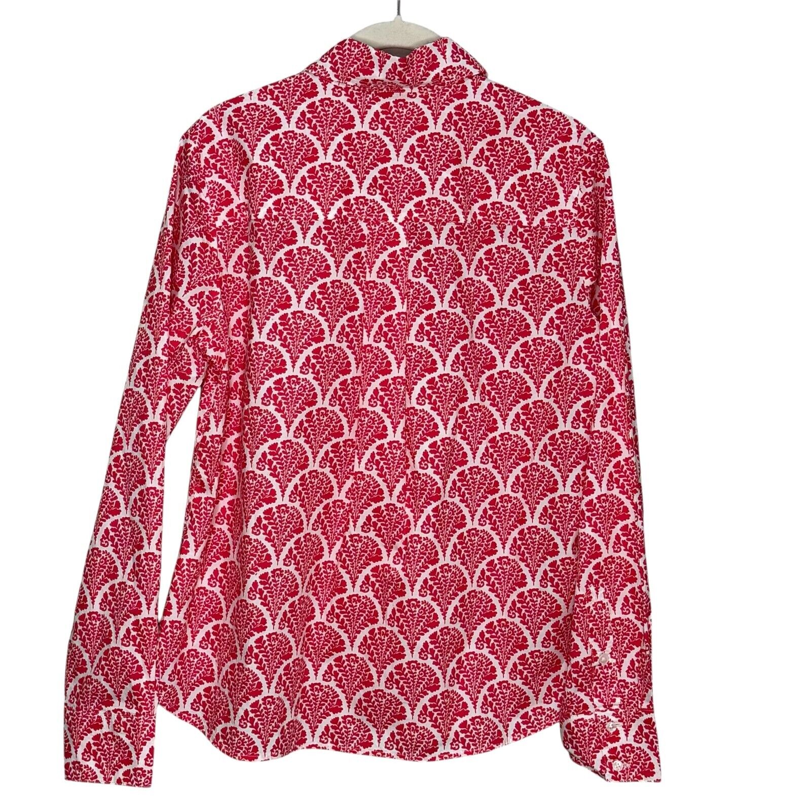 BODEN Sienna Cotton Shirt Size 4 NEW Raspberry Blossomy Print Button Up $92