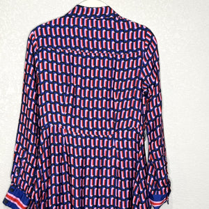 Boden Dress Womens 8 Petite Geometric Print Shirt Midi Belted Viscose