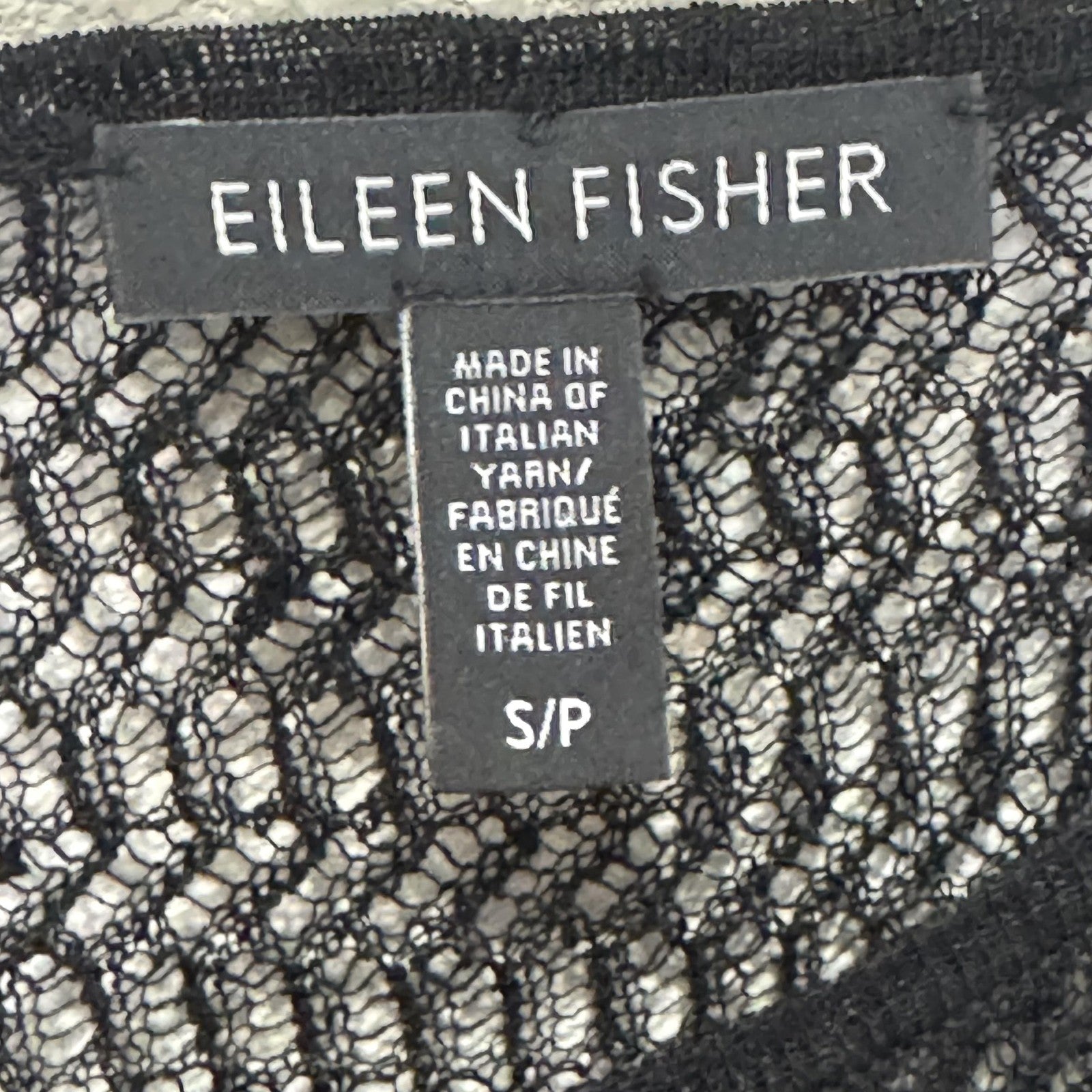 Eileen Fisher Dress Womens Small Black Sheer Mesh Sleeveless Keyhole Midi Slip