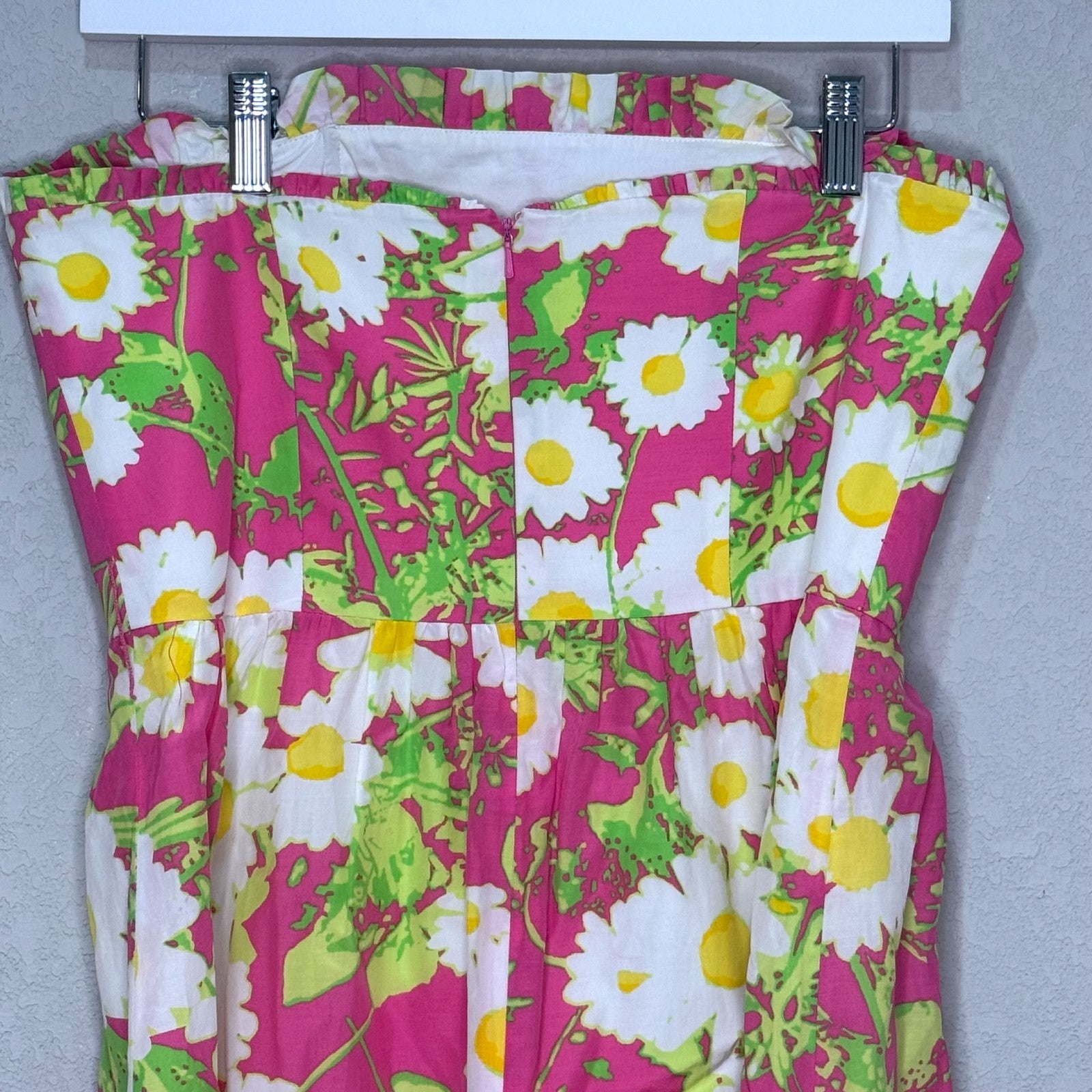 Lilly Pulitzer Briddie Strapless Dress Size 8 Daisy Floral Sundress Retro Mod