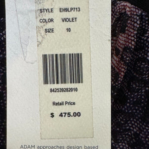 Adam Lippes NEW Purple Animal Print Tiered Midi 100% Silk Dress Size 10 $475