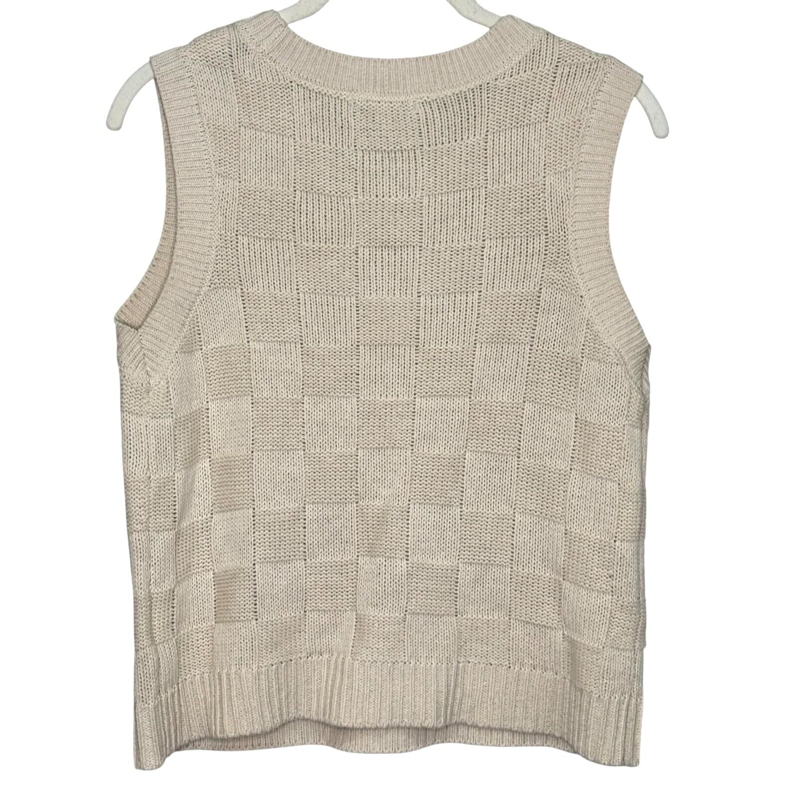 Z Supply Jillian Knit Checkered Vest Size Small Ivory