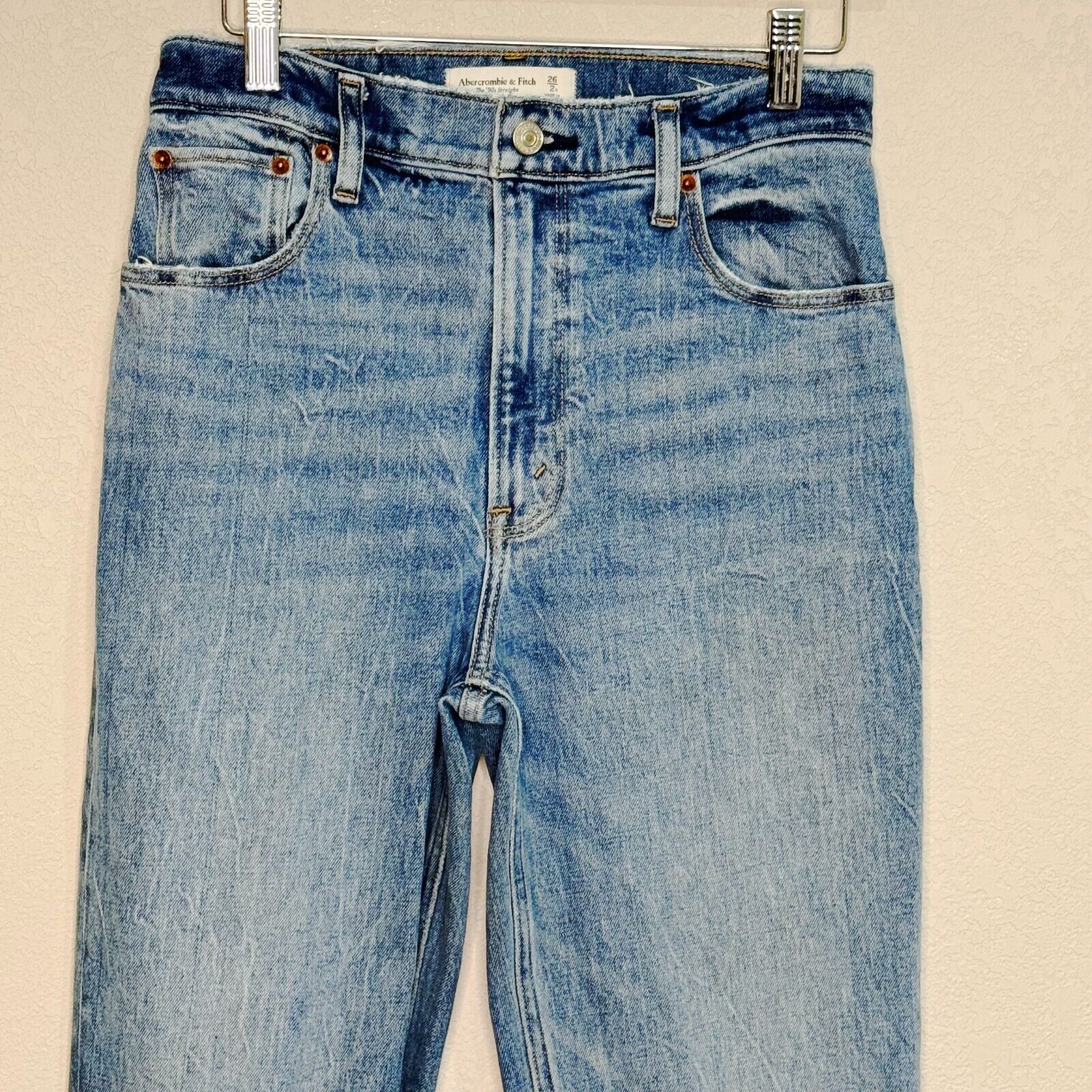 Abercrombie Blue The 90's Straight Ultra High Rise Jeans Size 26