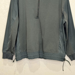 Athleta Pullover Large Green Triumph Half Zip Mock Neck Mixed Media Bungee Hem