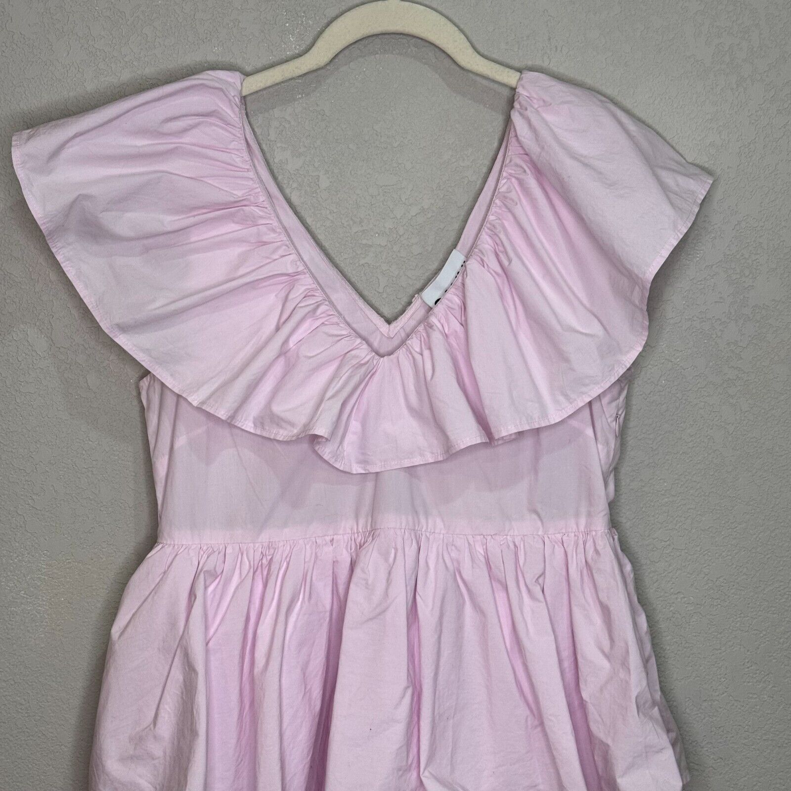 GANNI Pink Tiered Mini Dress US Approx Size Small (34) $295 Organic Cotton