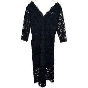 Sea New York NEW Black Laurel Lace Midi Dress $480 Size 6