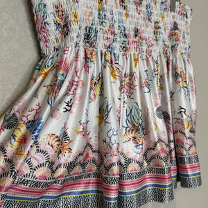 Lucky in Love Skort Womens Large Shell Yeah Sea Life Print Boho Stretch Elastic