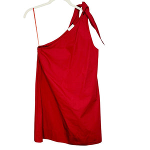 POSSE Aubrey One Shoulder Tie Mini Dress in Jam Red Size Medium