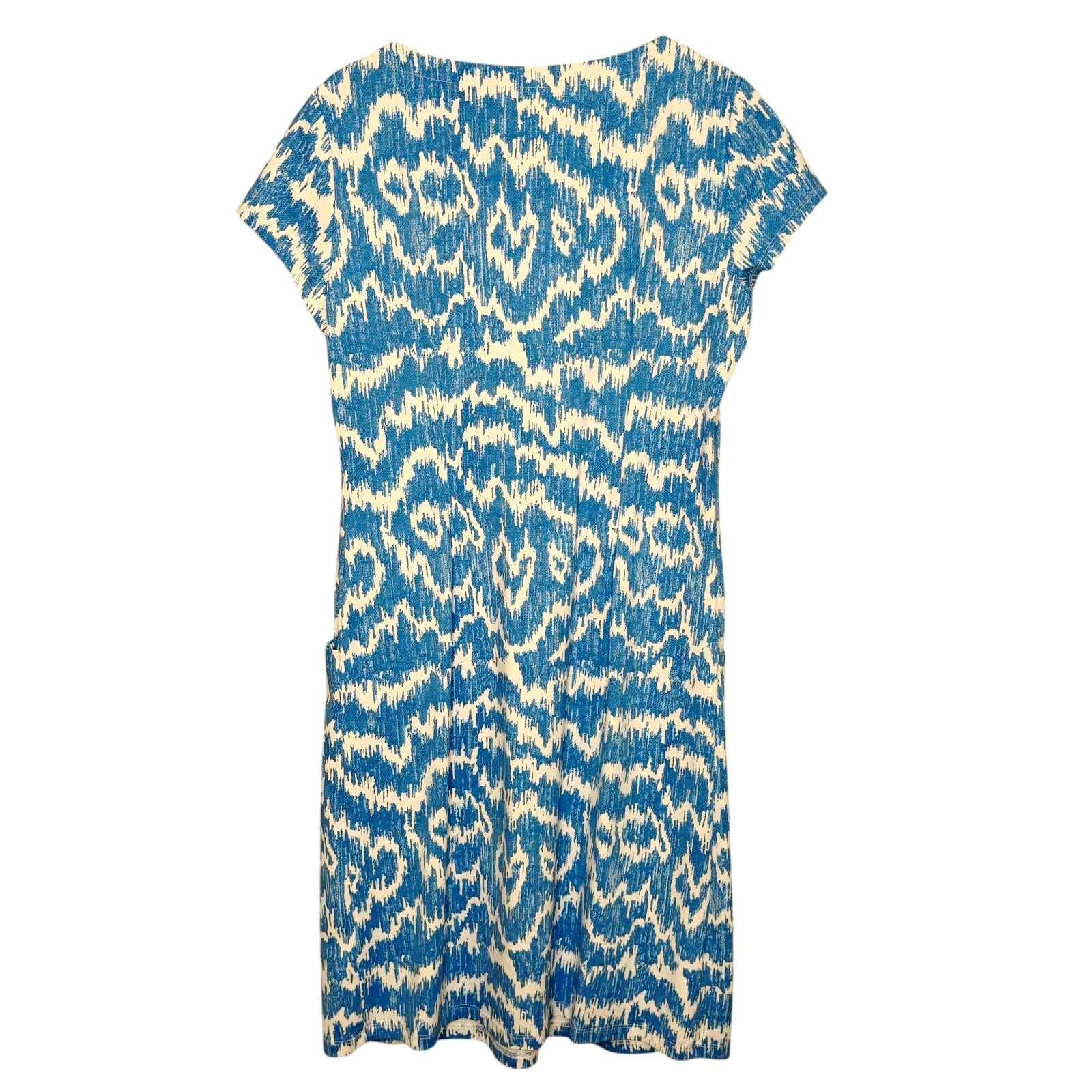 J McLaughlin Dress Size Medium Blue White Catalina Cloth
