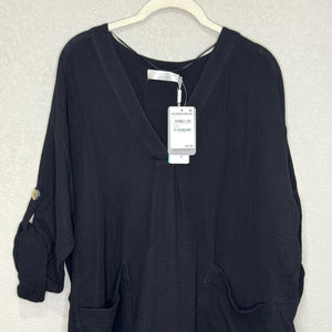 Seafolly Essential Cover Up Dress Womens Small DoubleCloth Tunic Pockets New