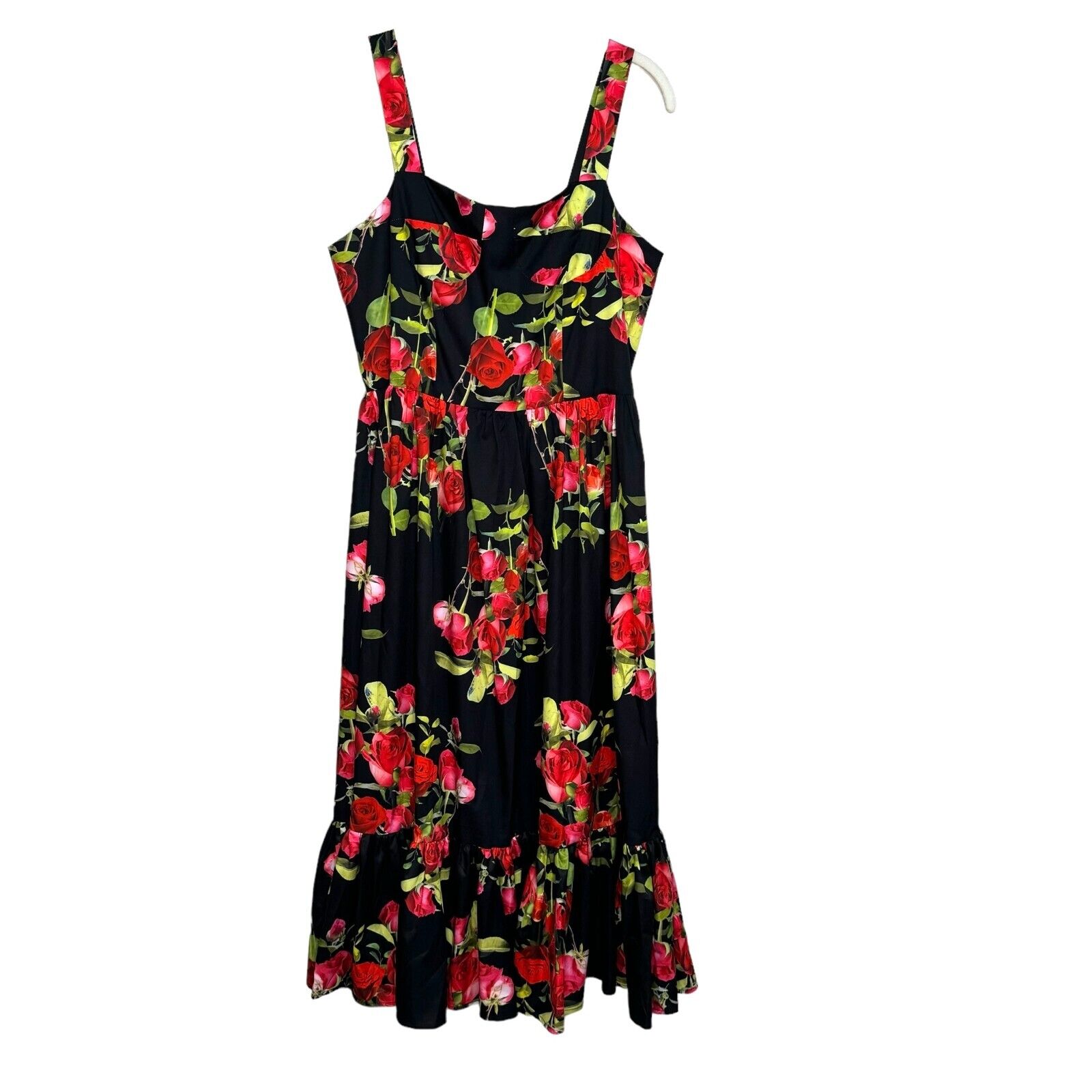 Kaimilan Women Black Floral Ruffle Maxi Dress Size 10 NEW $251