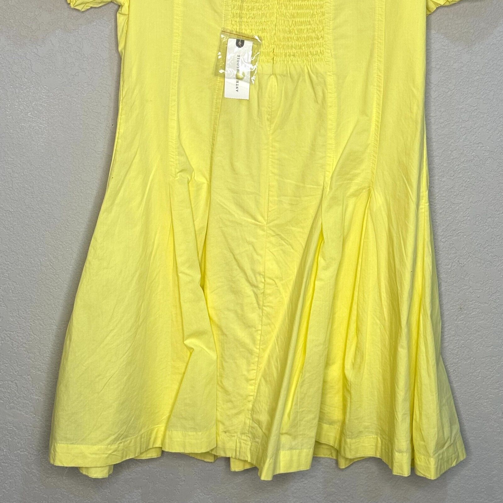 Anthropologie Maeve Yellow Puff Sleeve Pleated Mini Dress Size Small NEW $148