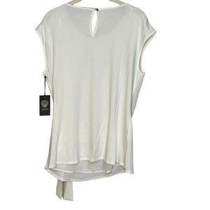 Vince Camuto Mixed Media Tie Front Blouse In New Ivory Top Size Small NEW $69
