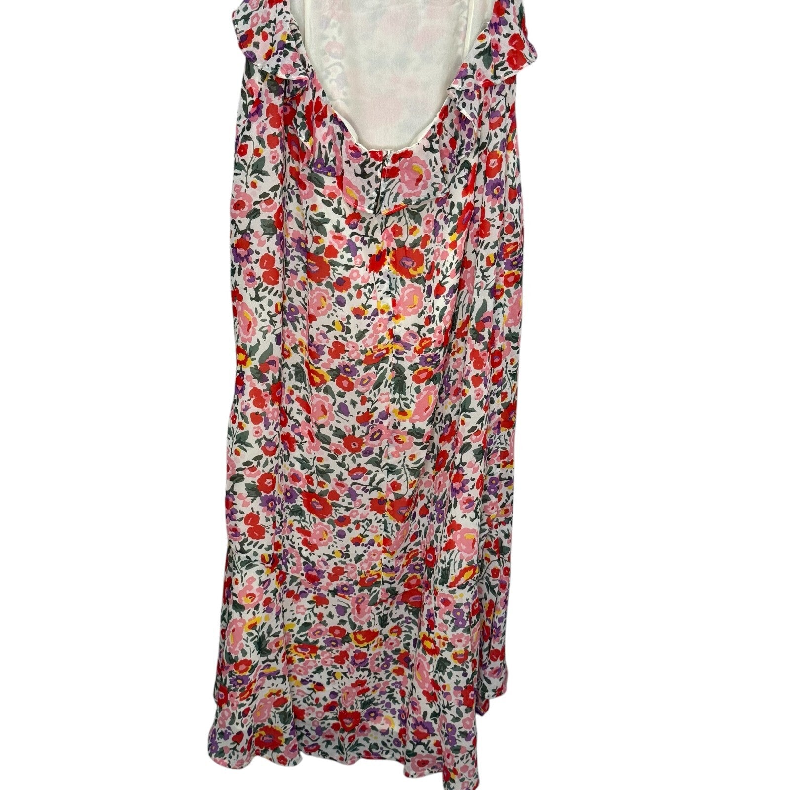 ASTR the Label Maxi Dress Size Large Wildfloral Red Pink Floral Ruffles Cutout