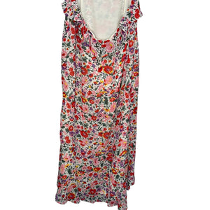 ASTR the Label Maxi Dress Size Large Wildfloral Red Pink Floral Ruffles Cutout