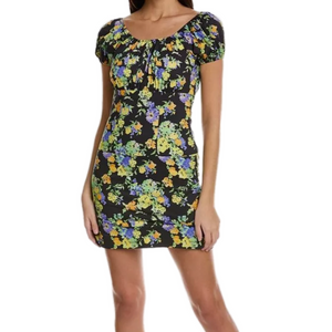 Caroline Constas Calla Mini Dress Size Small NEW Purple Yellow Noir Pryel Floral