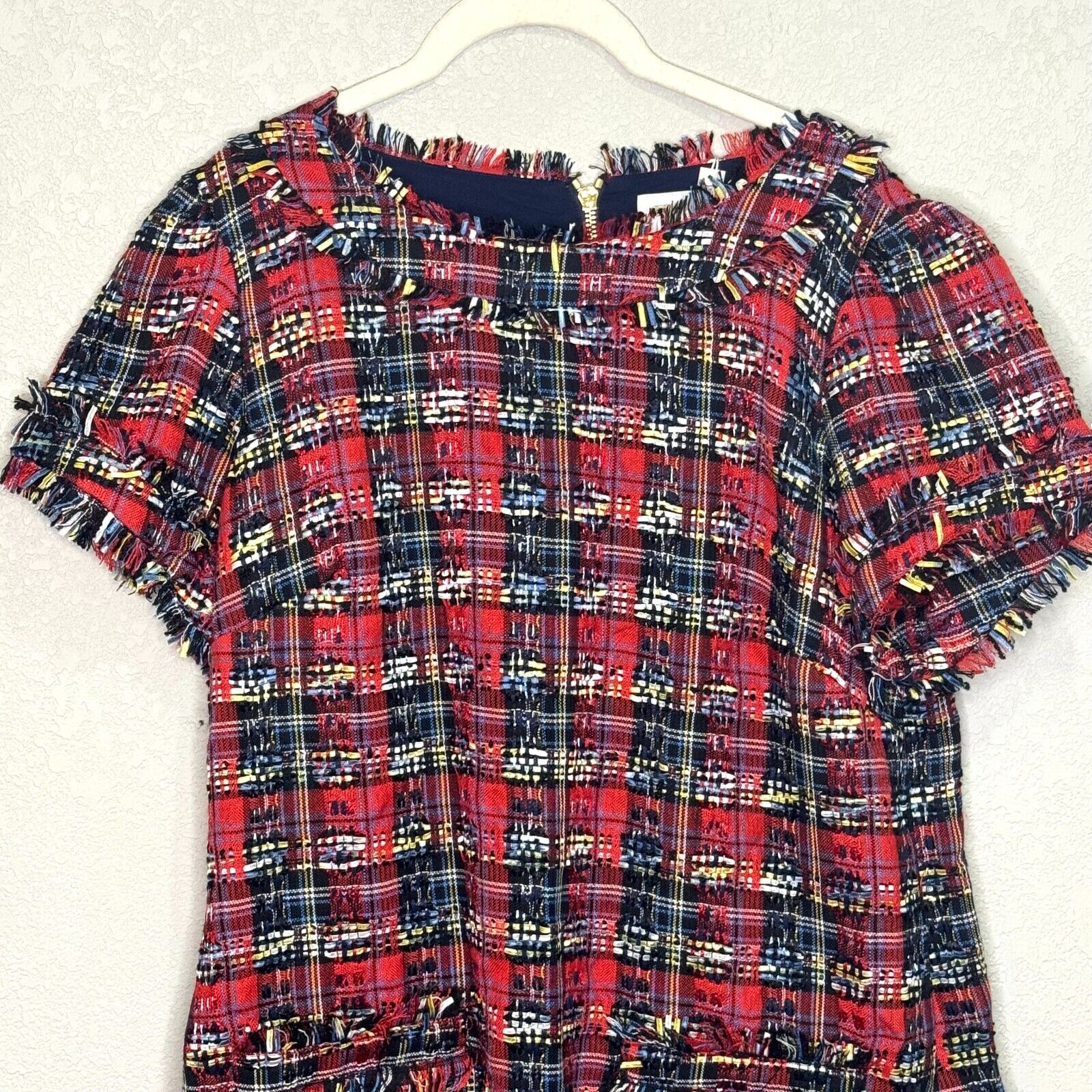 STS Sail to Sable NEW Red Holiday Plaid Shift Dress Size 12 $268