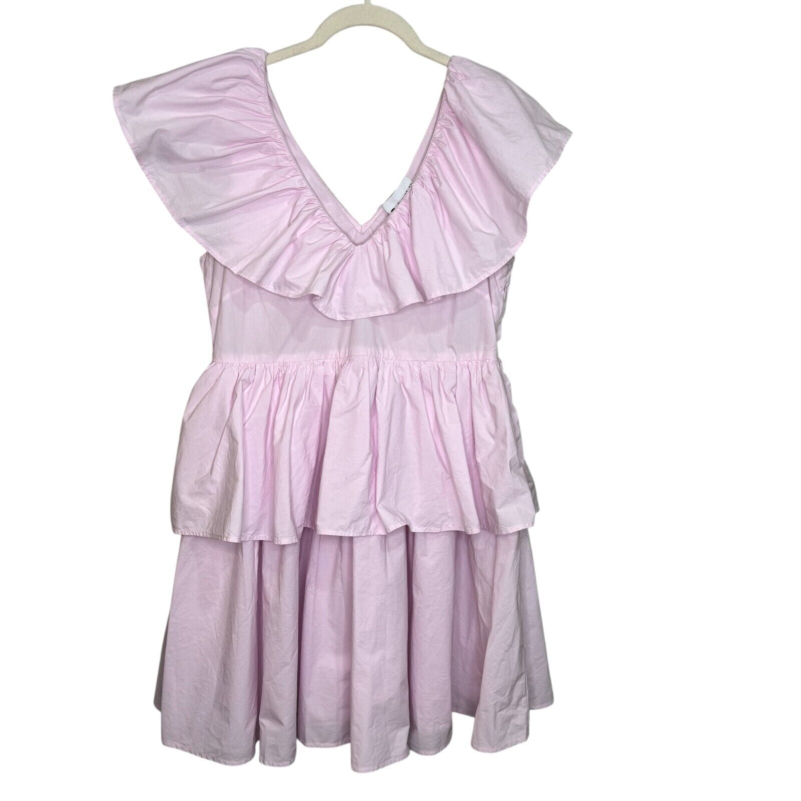 GANNI Pink Tiered Mini Dress US Approx Size Small (34) $295 Organic Cotton