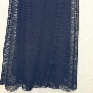 Eileen Fisher Dress Womens Small Black Sheer Mesh Sleeveless Keyhole Midi Slip
