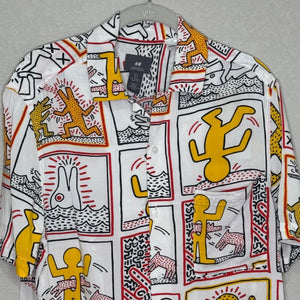 Keith Haring x H&M Shirt Size Small One Man Show 80s Artwork Short Sleeve Camp