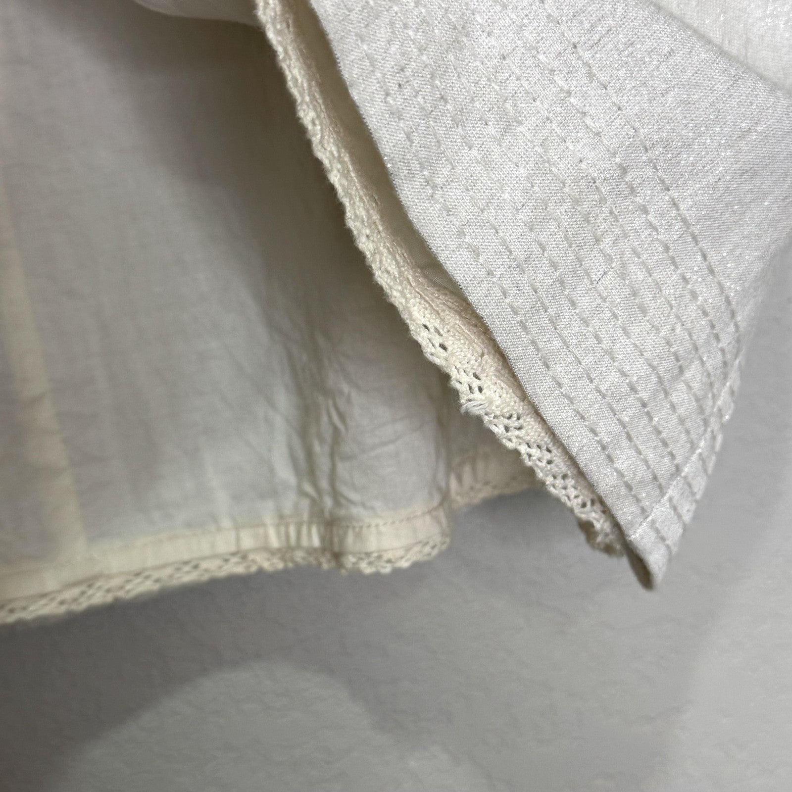 Floreat Skirt 8 White Gold Shimmer Embroidered Beaded A-Line Boho Linen Blend
