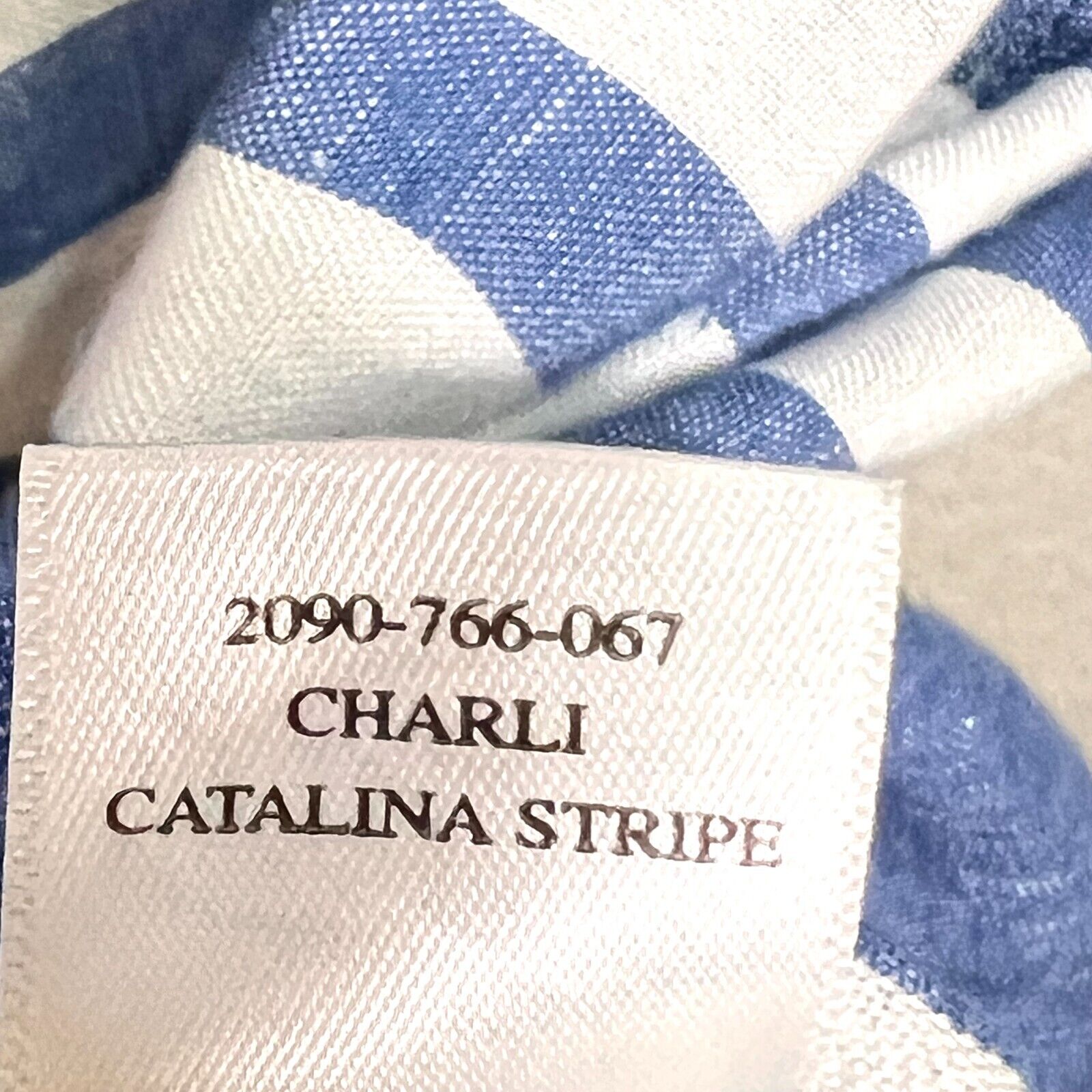 Rails Blue White Linen Blend Charli Catalina Stripe Button Up Shirt Size Medium