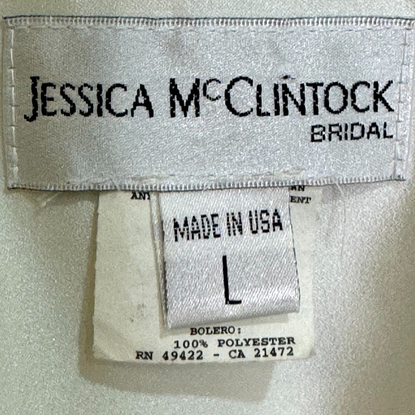 Jessica McClintock Strapless Lace Bridal Dress w Bolero Size 12