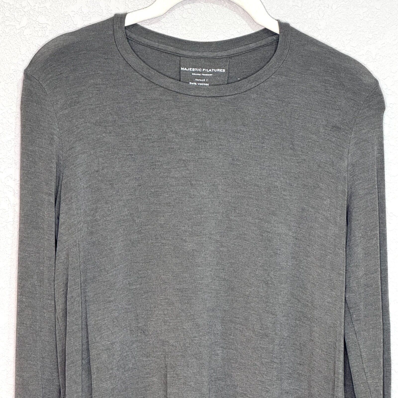 New Majestic Filatures Deluxe Soft Gray Long Sleeve Tee Size XS (1)