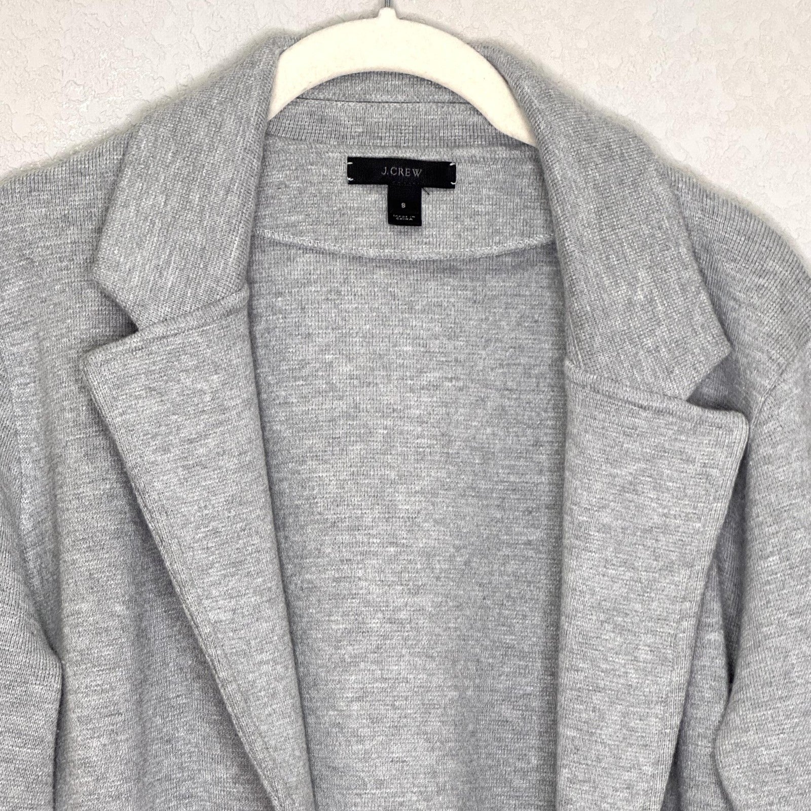 J Crew Sweater Womens Small Open Front Blazer Cardigan Merino Wool Blend Pockets