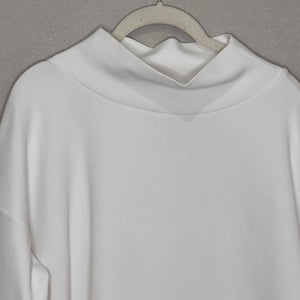 Wolford Sweatshirt Womens Medium White Oversized Mock Neck Asymmetrical Pullover