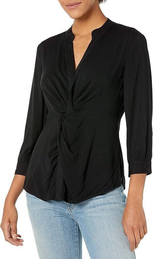 Nic + Zoe Black Twist Up Top  Tee Size Medium