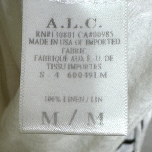 A.L.C. Dress Womens Medium Black White Striped Linen Sleeveless Midi Drawstring