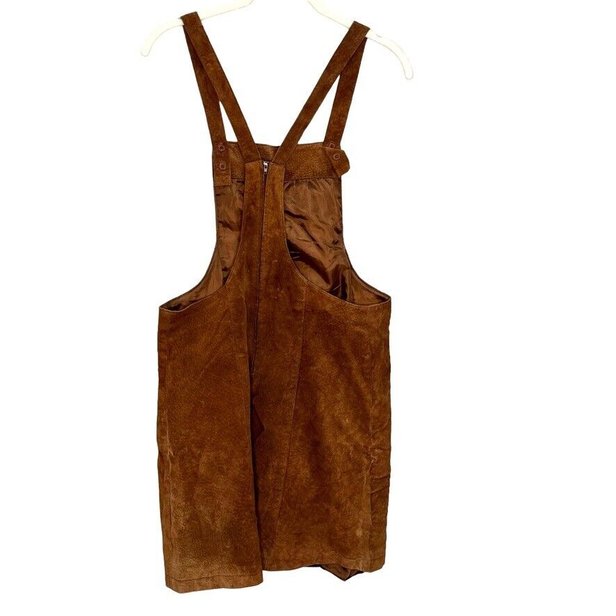 Desperado Vintage Womens Brown Suede Leather Apron Dress Jumper Size Medium