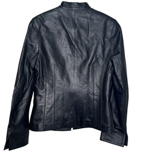 Caroline Moore New Zealand Lambskin Leather Jacket Size 10 Black Lined