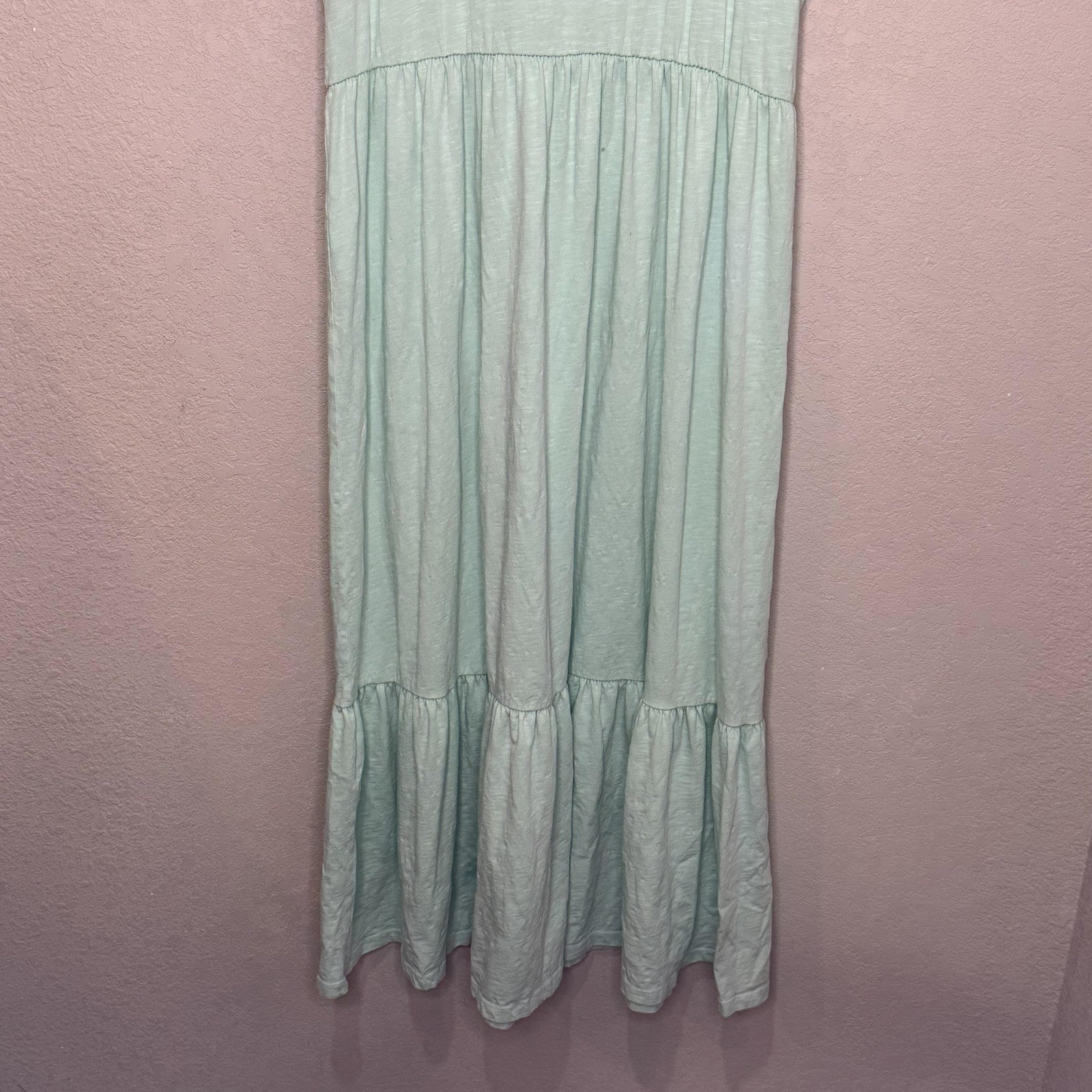 Sundry Dress Womens Size 3 Large Mint Green Ruffle Maxi Sleeveless Made USA