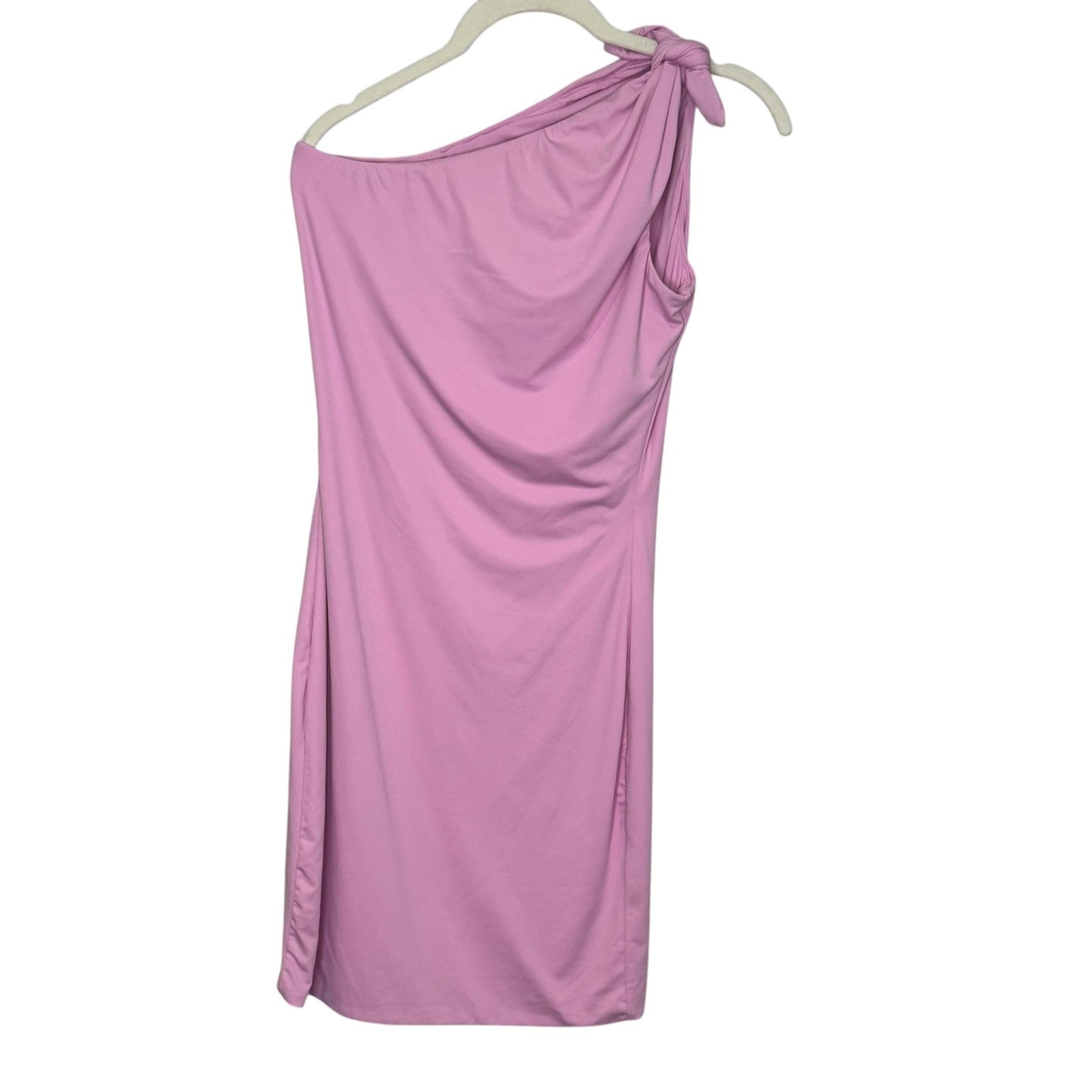 Meshki Dress Womens Small Pink One Shoulder Ruched Mini Asymmetrical Party