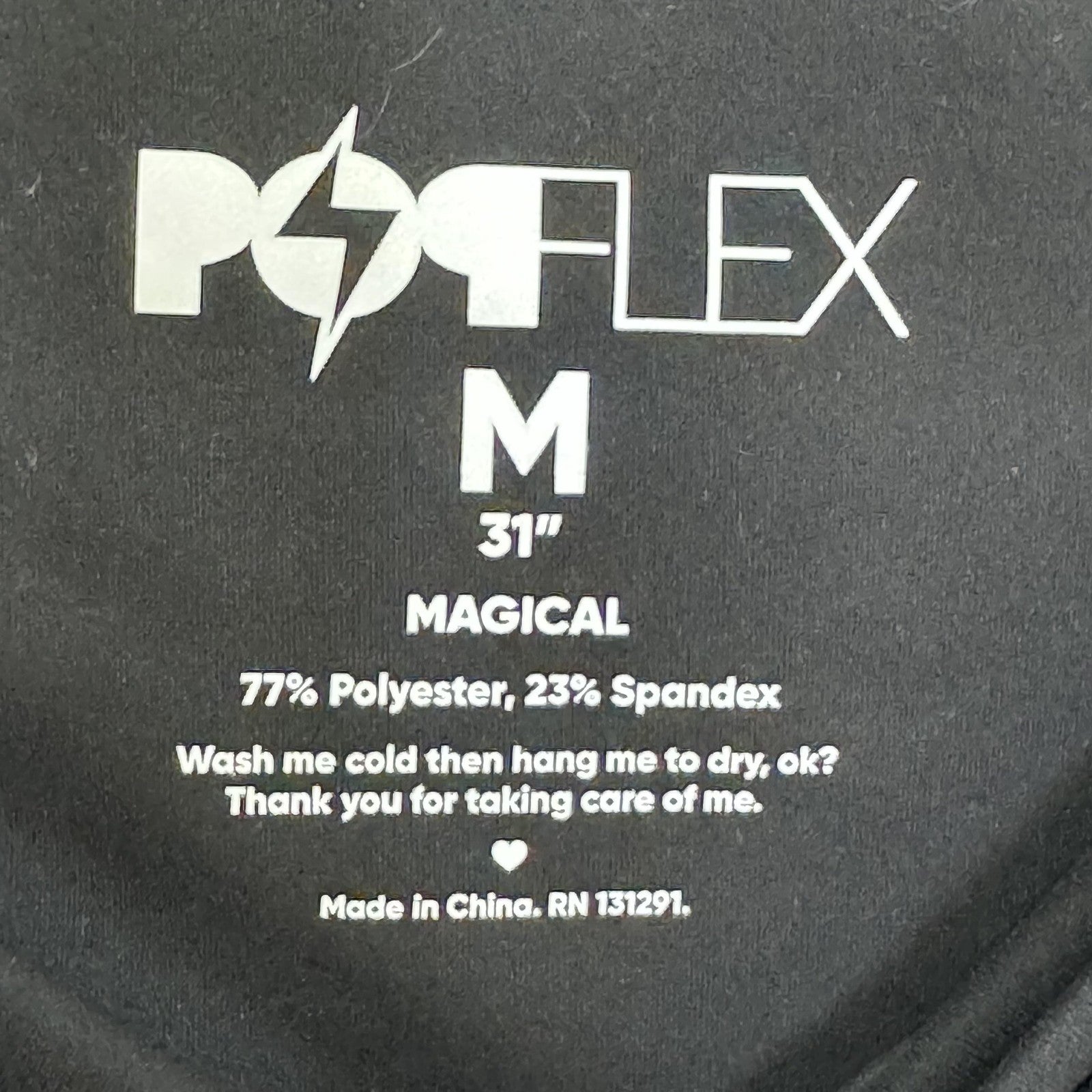 POPFLEX Pants Womens Medium Black Magical Flare Yoga Crossover Waist Pockets