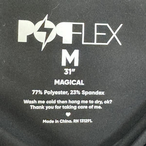 POPFLEX Pants Womens Medium Black Magical Flare Yoga Crossover Waist Pockets