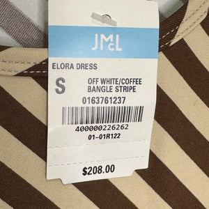 J. Mclaughlin Elora Tie Dress in Bangle Stripe Off White Coffee Brown Size Small